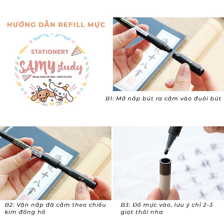 Bút Brush Viết Calligraphy Bullet Journal giá rẻ - Có thể refill mực