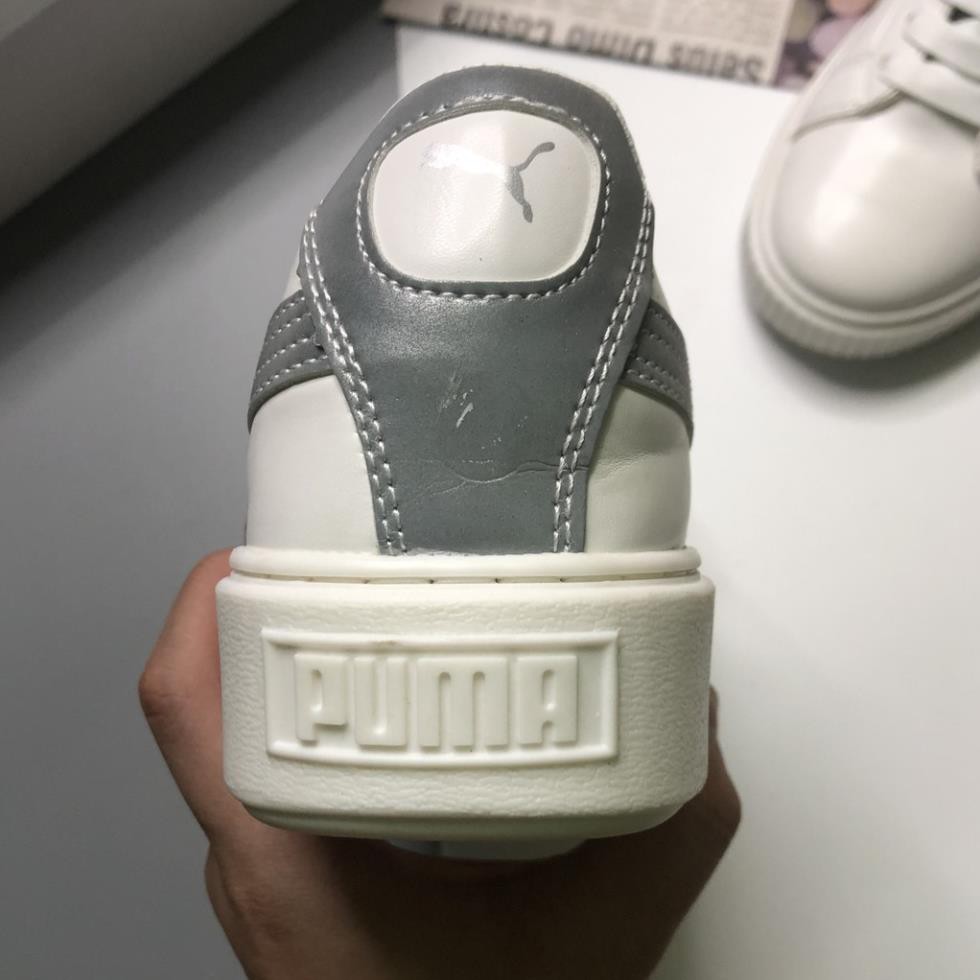 [TOP 1 SHOPEE] Giày Thể Thao Sneaker PM Trắng Phản Quang Vạch Đế Đúc, Da Cao Cấp Full Size Nam Nữ