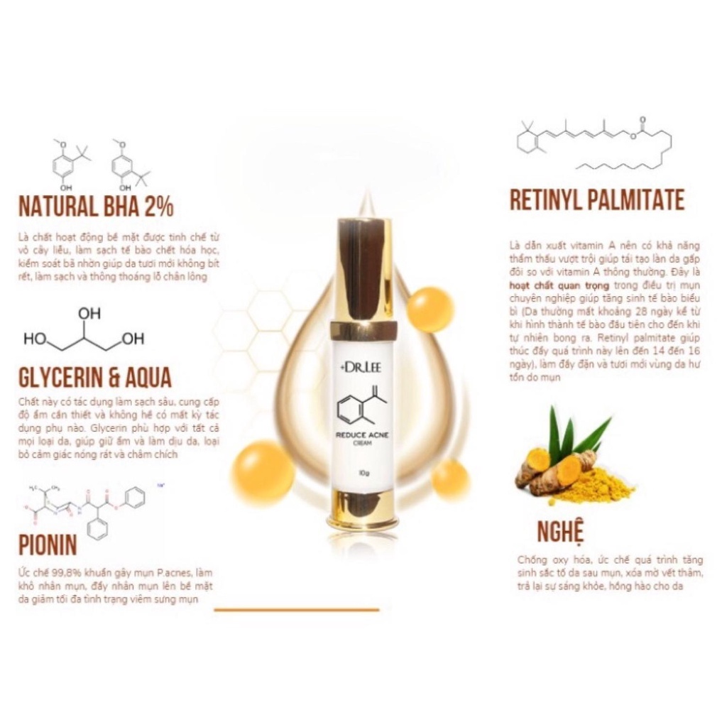 Kem khô đầu mụn đẩy nhân mụn, mờ thâm +Dr.Lee Reduce Acne Cream - cam kết thay đổi sau một liệunh