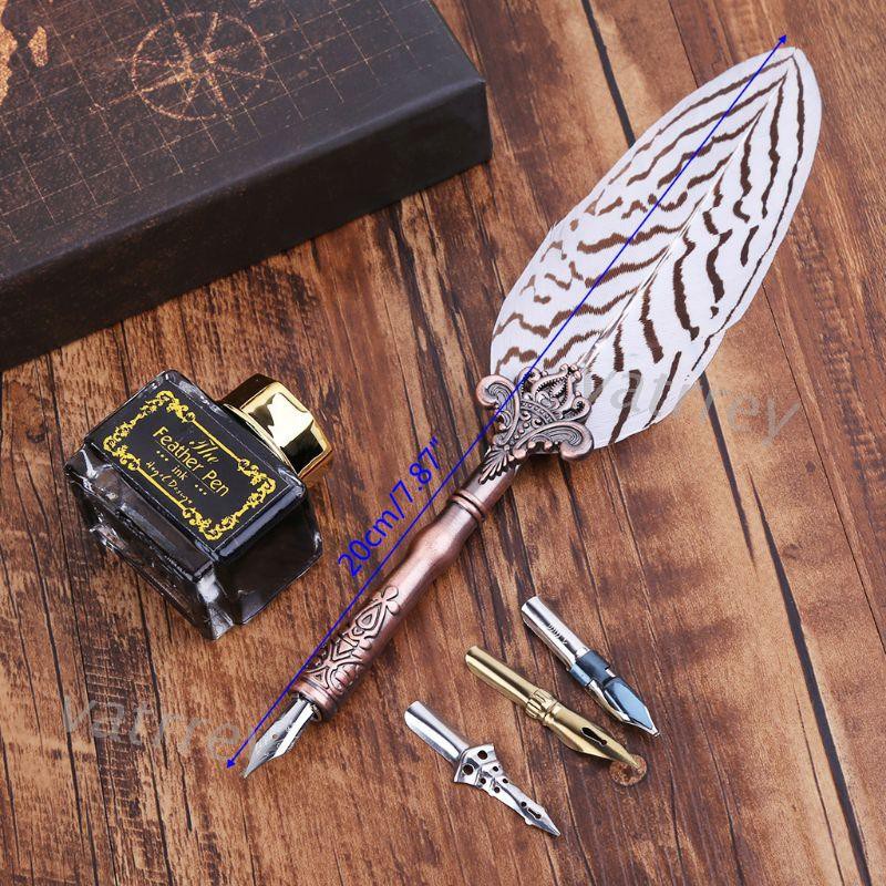 Set Bút Máy Và 3 Ngòi Bút Lông Vũ Cổ Điển