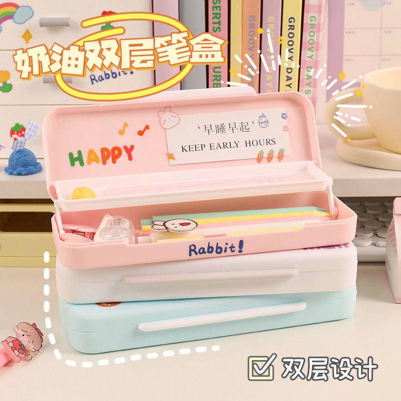 ⭐ iLado ⭐  Túi đựng bút trong suốt cute túi nilong/PVC hai lớp chủ đề nhân vật túi zip nhỏ hộp vải đựng đồ Hộp đựng hộp bút hologram bút cute bọc zip tiểu an văn phòng phẩm Đa Dụng túi đựng đồ dùng cá nhân hình