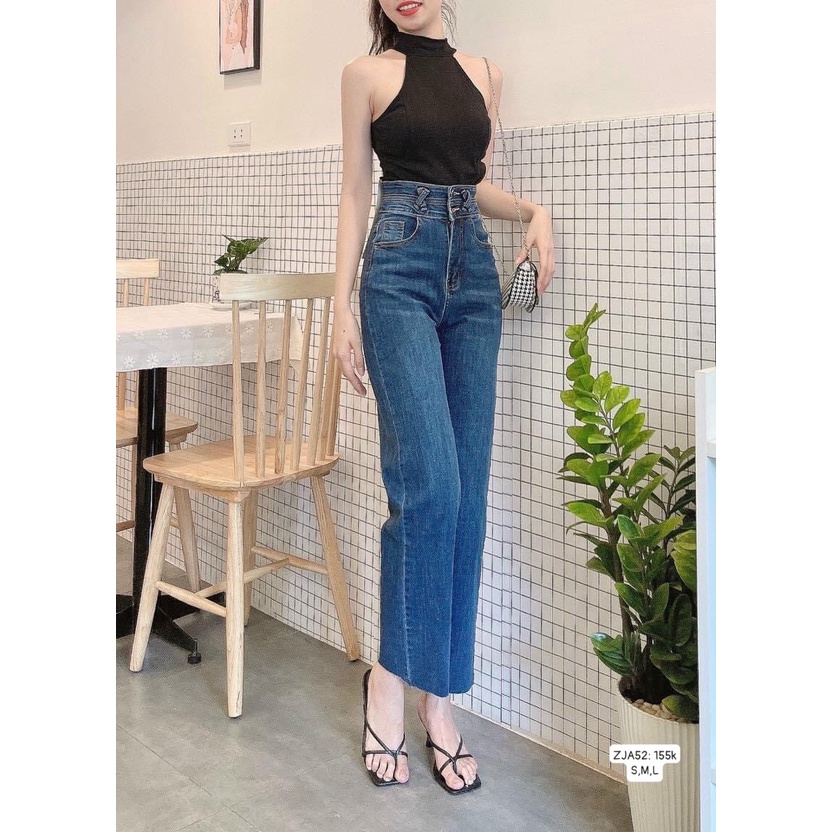 (Mẫu mới- Freeship) Quần jean ôm xuông 2 đai_ZJA52