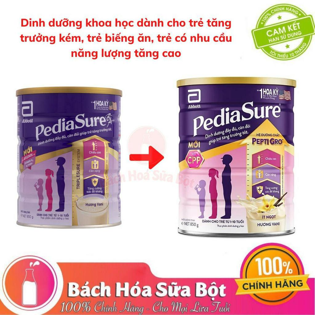 Sữa Bột Pediasure B/A hương Vani Ít Ngọt 400g/850g/1.6kg (mẫu mới)