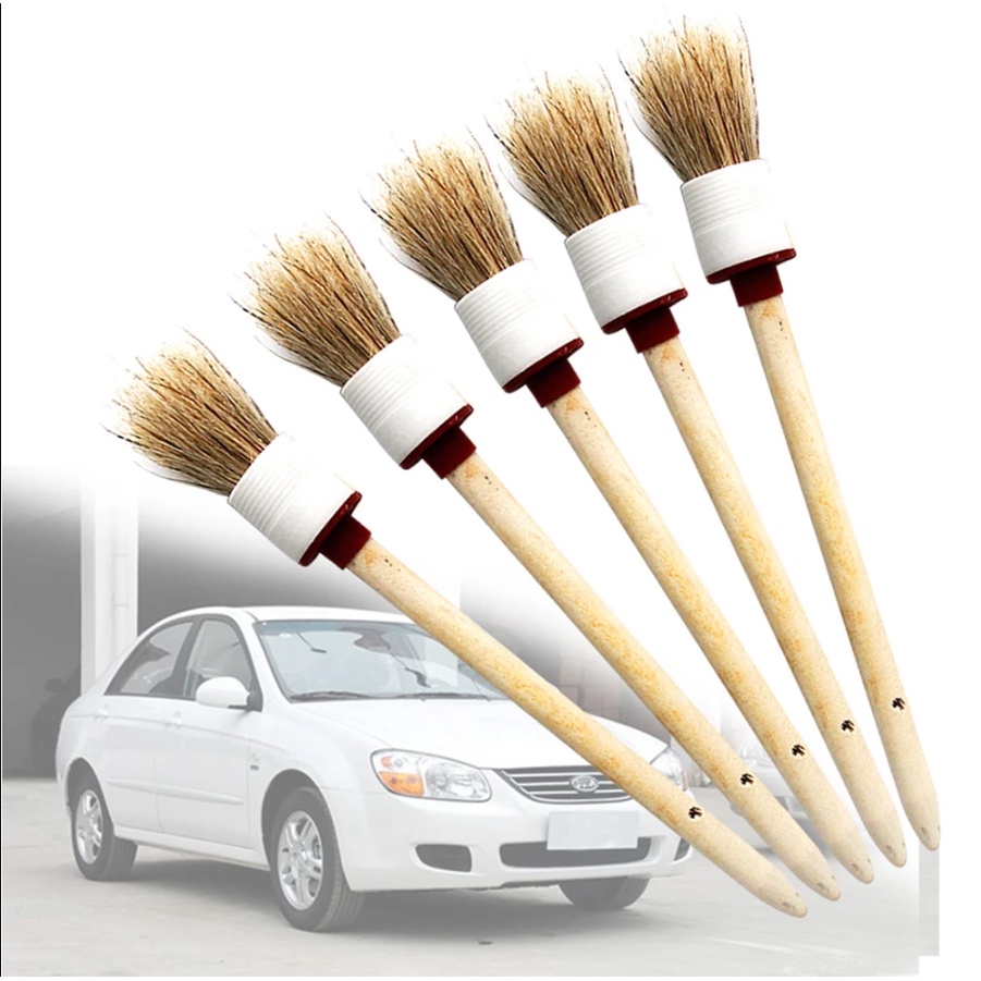 Combo 5 cây cọ chổi rửa xe Lông Heo Rừng thiên nhiên, vệ sinh chi tiết dành cho ô tô xe máy, lông mềm mượt, siêu chắc
