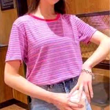 Áo thun tay ngắn kẻ sọc ngang thời trang Hàn Quốc  cho nữ