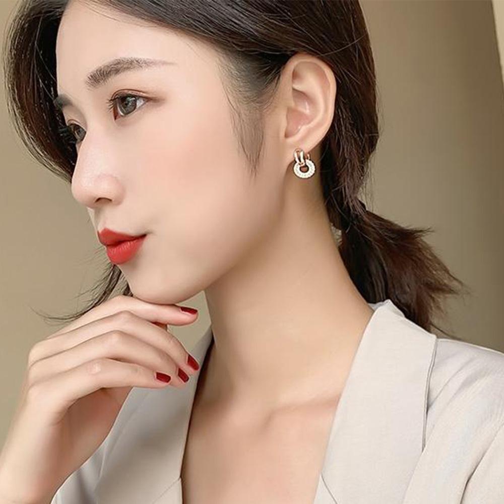 JARRED Bông Tai Mạ Bạc 925 Hình Tròn Chống Dị Ứng Thời Trang Dành Cho Nữ