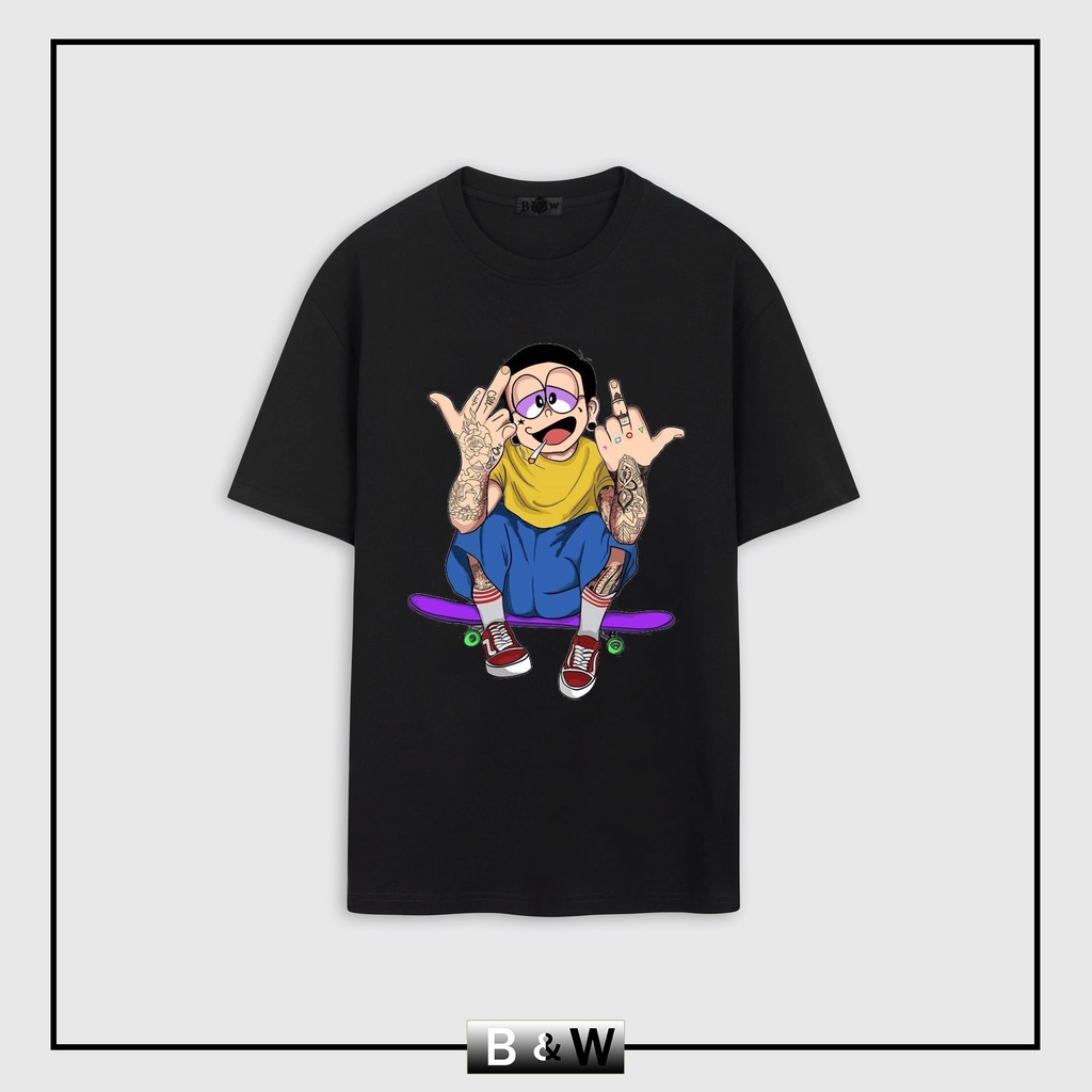 Áo Thun in hình Nobita Tee cao cấp, áo phông nam nữ ngắn tay unisex trẻ trung năng động dễ phối đồ Black&White