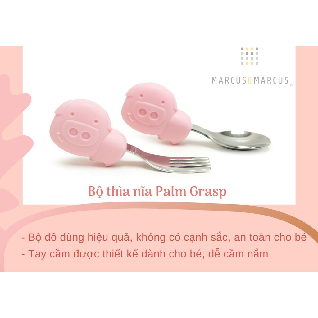 Bộ thìa nĩa tập ăn cho bé Palm Grasp Marcus &amp; Marcus, từ 18 tháng - Pokey