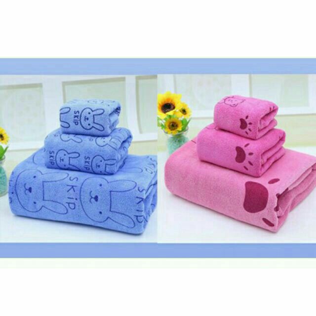 Sét 3 khăn tắm mặt gội 1m kiba thái lan