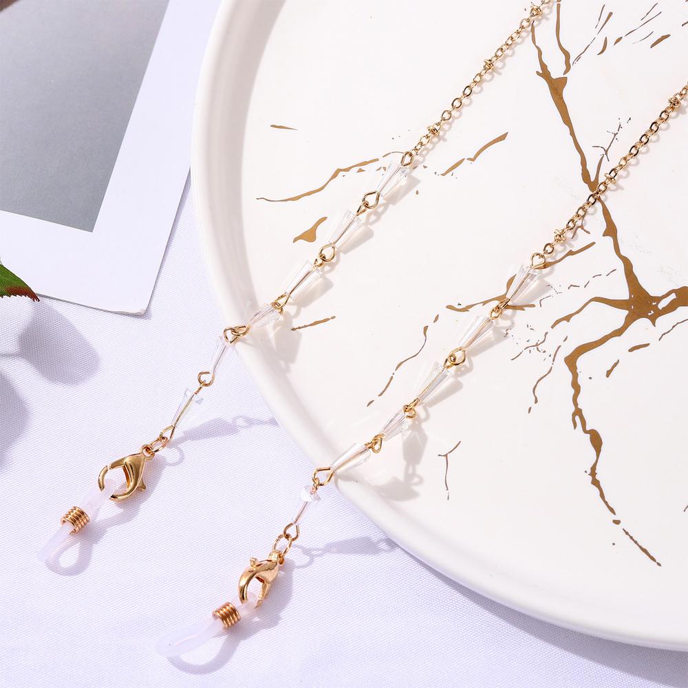 YVE Dây Đeo Mắt Kính Đính Hạt Pha Lê Kim Loại