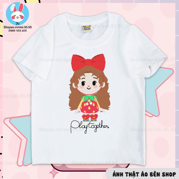 Áo thun Play Together giá rẻ -Mẫu Dâu chua ngọt, Thỏ đáng yêu,Thỏ mềm mại,Tiệc đồ ngủ- Hình in cực nét dễ thương