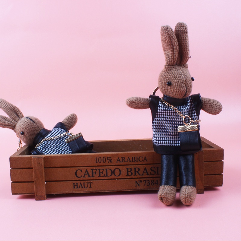 Móc khóa IELGY hình thỏ bông gắn trang trí túi xách cá tính hợp thời trang