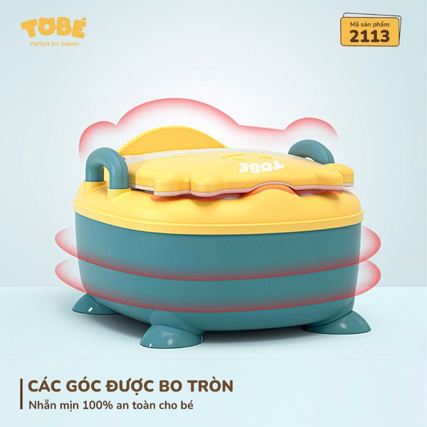 Bô Papi - Toilet chính hãng Tobe cao cấp vệ sinh an toàn tiện lợi chất nhựa PP có tay nắm vịn dễ dàng cọ rửa cho bé 2113