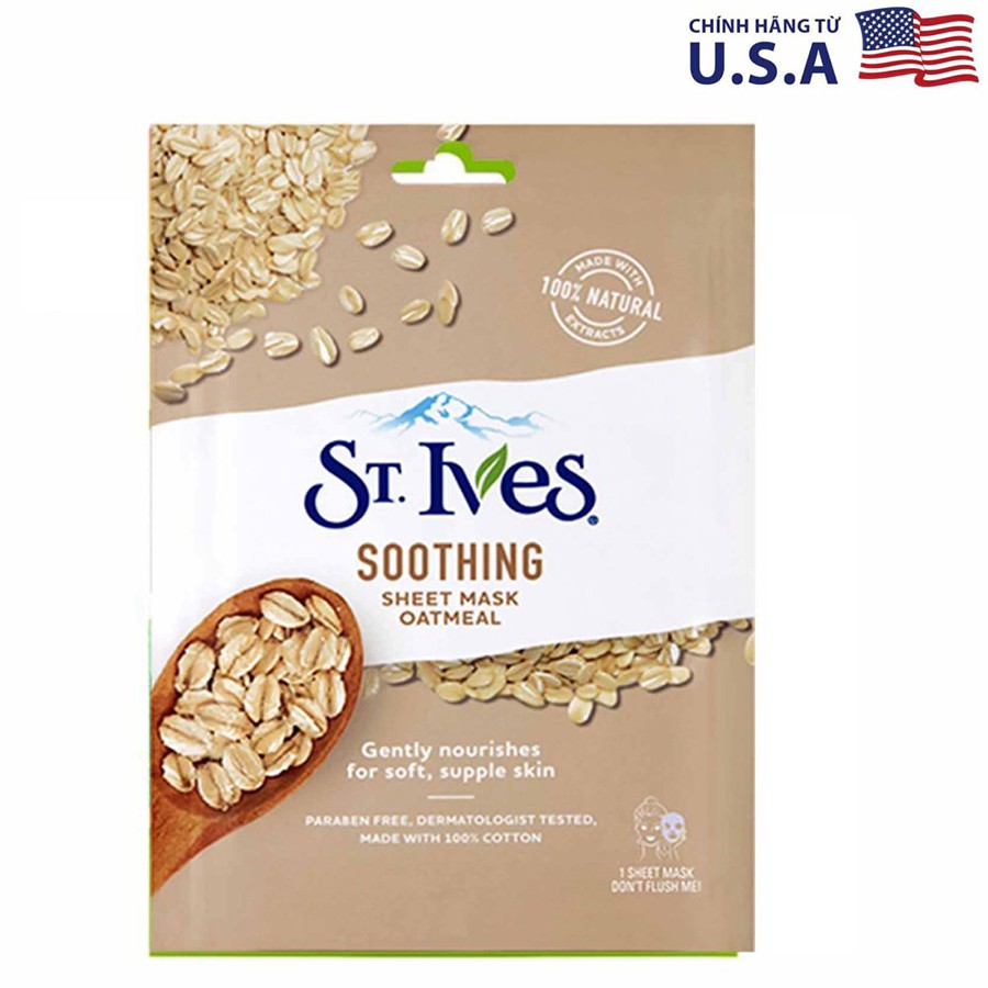 Mặt nạ dưỡng da mềm mịn St. Ives soothing sheet mask oatmeal - 1 miếng