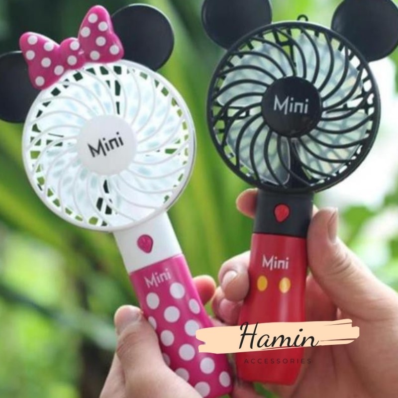 Quạt Tích Điện Mini Cầm Tay Mickey 3 tốc độ gió siêu mát