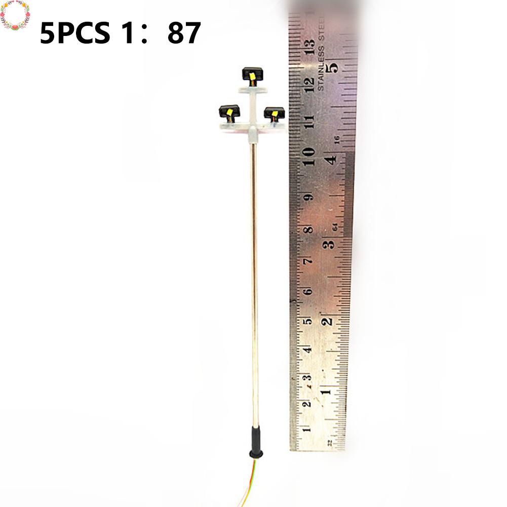 Model Railway 3V 5Pcs LED Street Light Plaza Lamps With Wires And LEDs