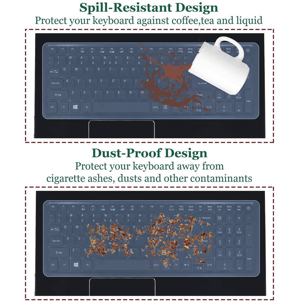Miếng phủ bàn phím silicon siêu mỏng đa năng chống thấm thích hợp cho máy tính xách tay Notebook 13" - 17"