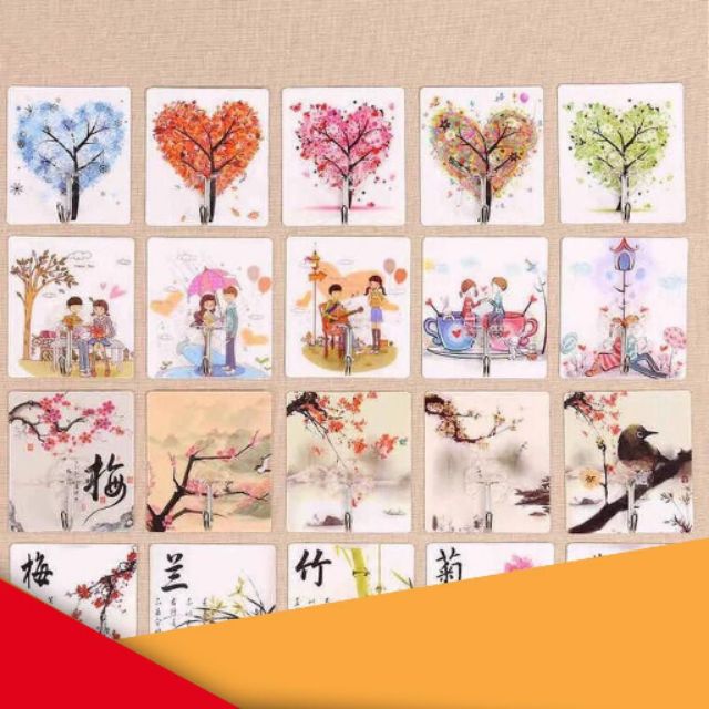 Set 10 Móc Dán Tường 3D (6x6cm)