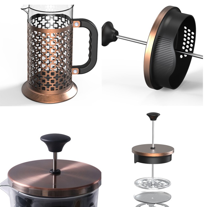 Ấm trà bằng thủy tinh và thép 304 chịu nhiệt tốt có 3 lọc