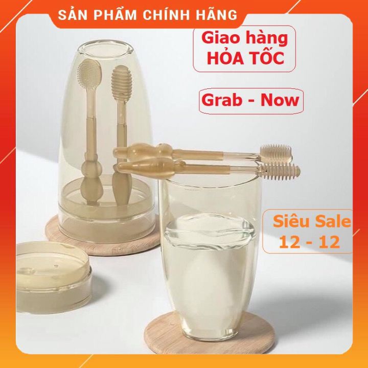 Set Rơ Lưỡi Bàn Chải Silicon Cho Bé 0-18 tháng tuổi Bộ bàn chải cho bé Hot Tiktok