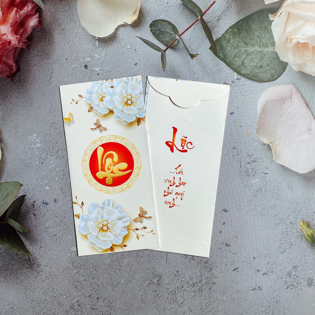 50 bao lì xì BỘ PHÚC LỘC THỌ trắng , bao lì xì tết