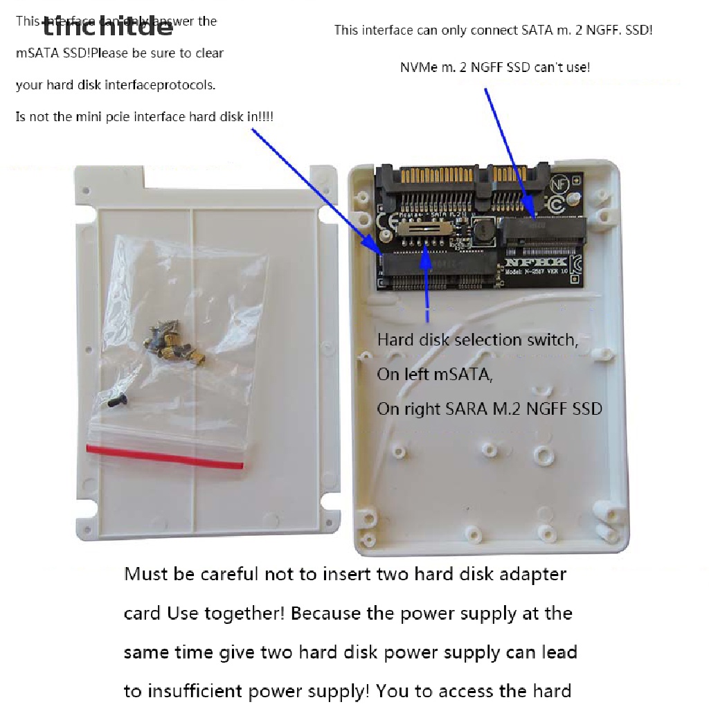 Thẻ Chuyển Đổi M.2 NGFF mSATA SSD Sang 2.5 &quot;SATA3 Sang M.2 NGFF mSATA SSD