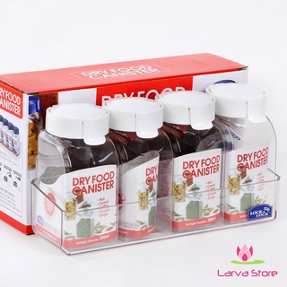 Bộ 4 hũ đựng gia vị, thực phẩm khô Lock&Lock kèm khay 380ml x 4 HTE500 - Larva Store