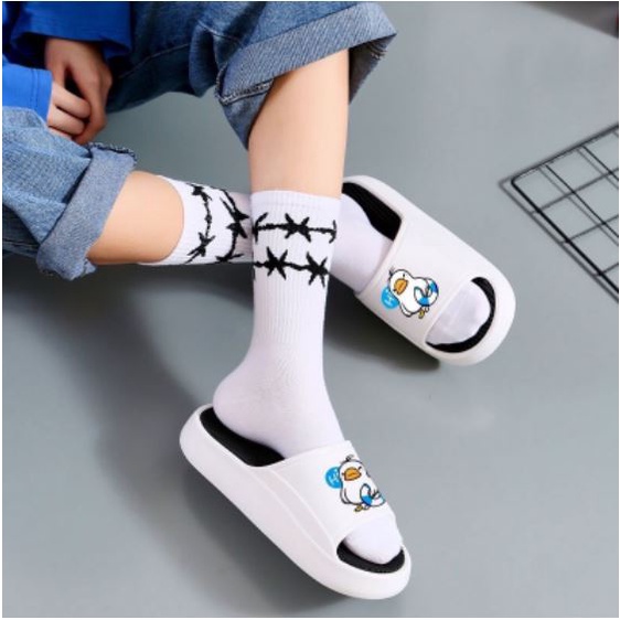 Dép bánh mì đế cao nữ và nam, dép quai ngang hình con vịt cao chất liệu eva chống ngấm nước