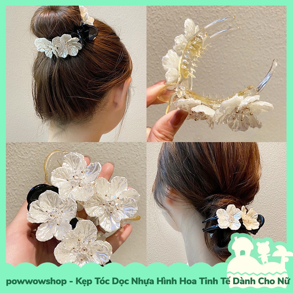 [Sẵn VN - Hỏa Tốc] Kẹp Tóc Ngang Chất Nhựa Đính Kết Hoa Tinh Tế Dành Cho Nữ