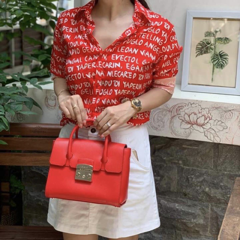 Túi Furla Satchel đỏ Kiss tuyệt đẹp XẢ HÀNG