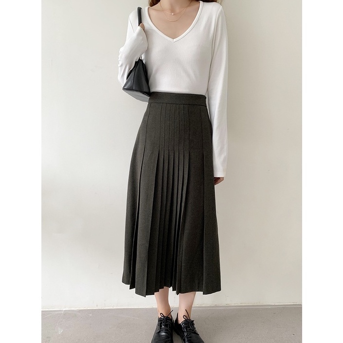 Áo dệt kim tay dài cổ chữ V phong cách mới 46141