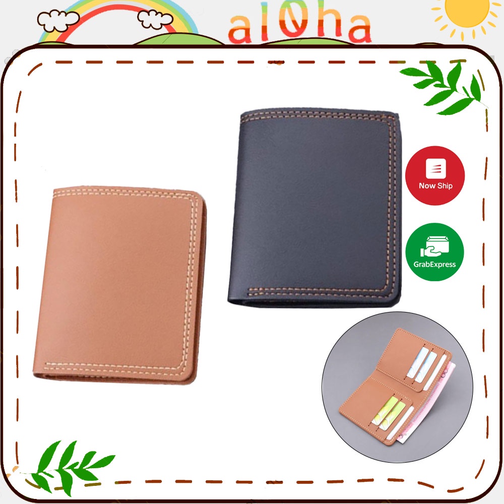 Bóp ví da nam cầm tay mini trơn nhiều ngăn đựng thẻ nhỏ gọn phong cách đơn giản, thời trang
