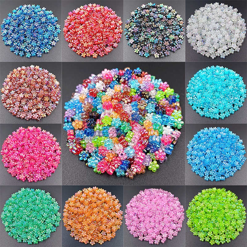 Set 80 Hạt Nhựa Acrylic 7mm Nhiều Hình Dạng Dùng Làm Trang Sức Thủ Công