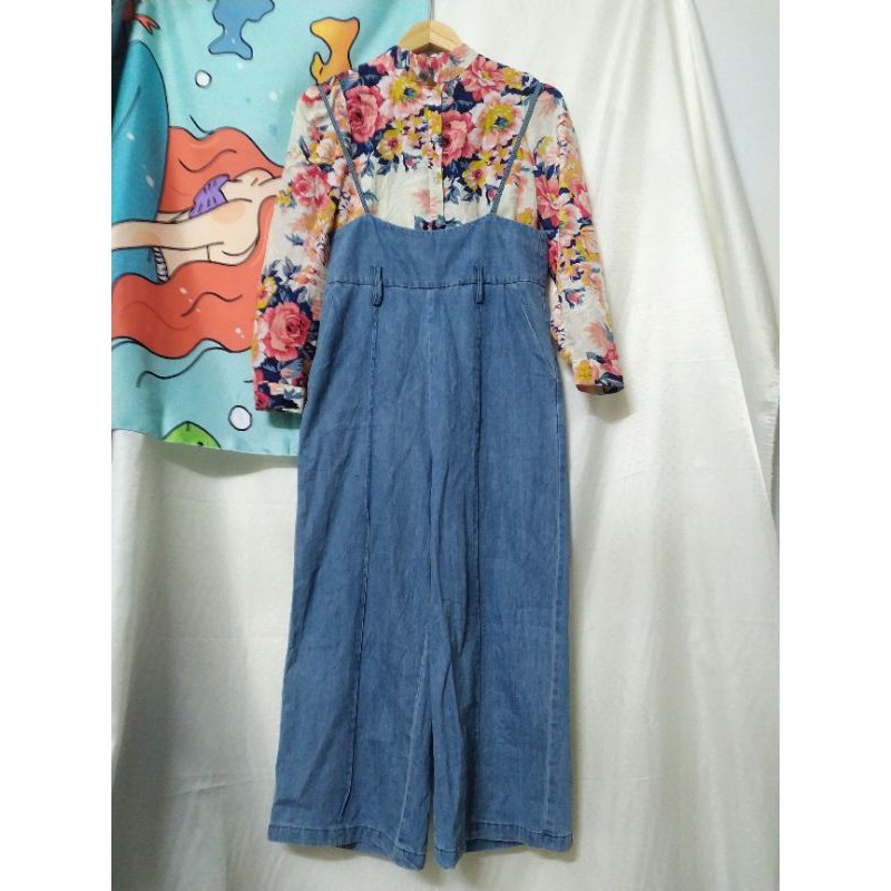 Quần yếm ống suông eo 76 si 90%