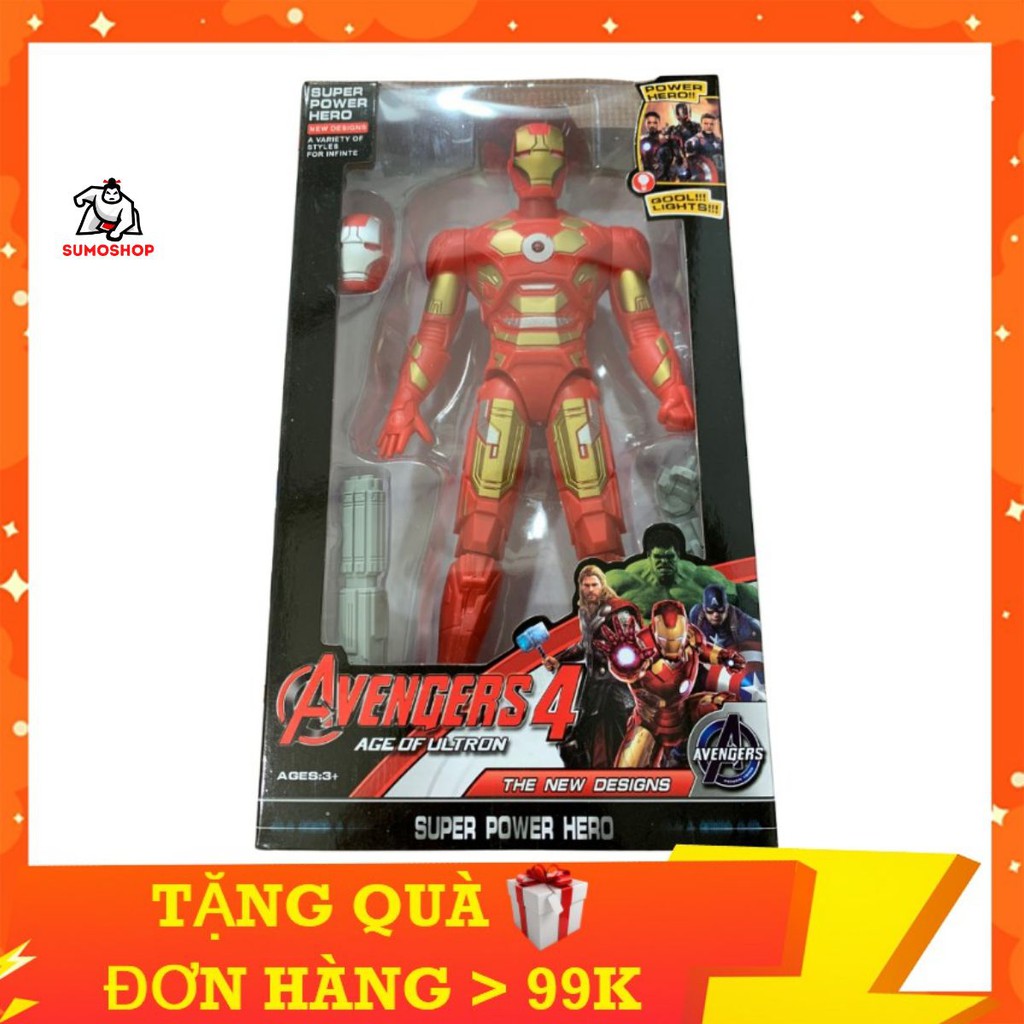 Đồ Chơi Mô Hình Siêu Anh Hùng IRON-MAN Người Sắt, Cao 27cm, Đèn LED Lấp Lánh, Chất Liệu Siêu Bền - SUMOSHOP86