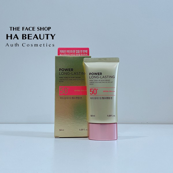 Kem chống nắng nâng tone trang điểm dưỡng da The Face Shop Power Long Lasting Pink Tone Up Sun Cream SPF50+PA+++ 50ml | BigBuy360 - bigbuy360.vn