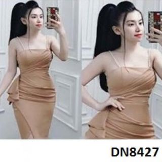 Đầm 2 dây đắp chéo dây cườm