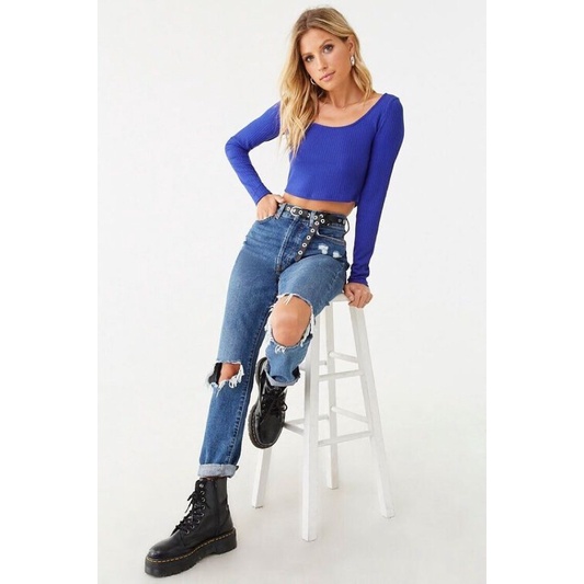 Combo Croptop len gân tay dài A495
