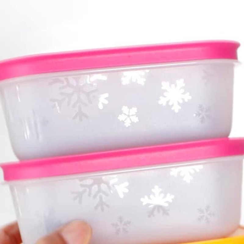 SET 3 HỘP TUPERWARE ĐÔNG DẺO GEN II MÀU HỒNG CAM