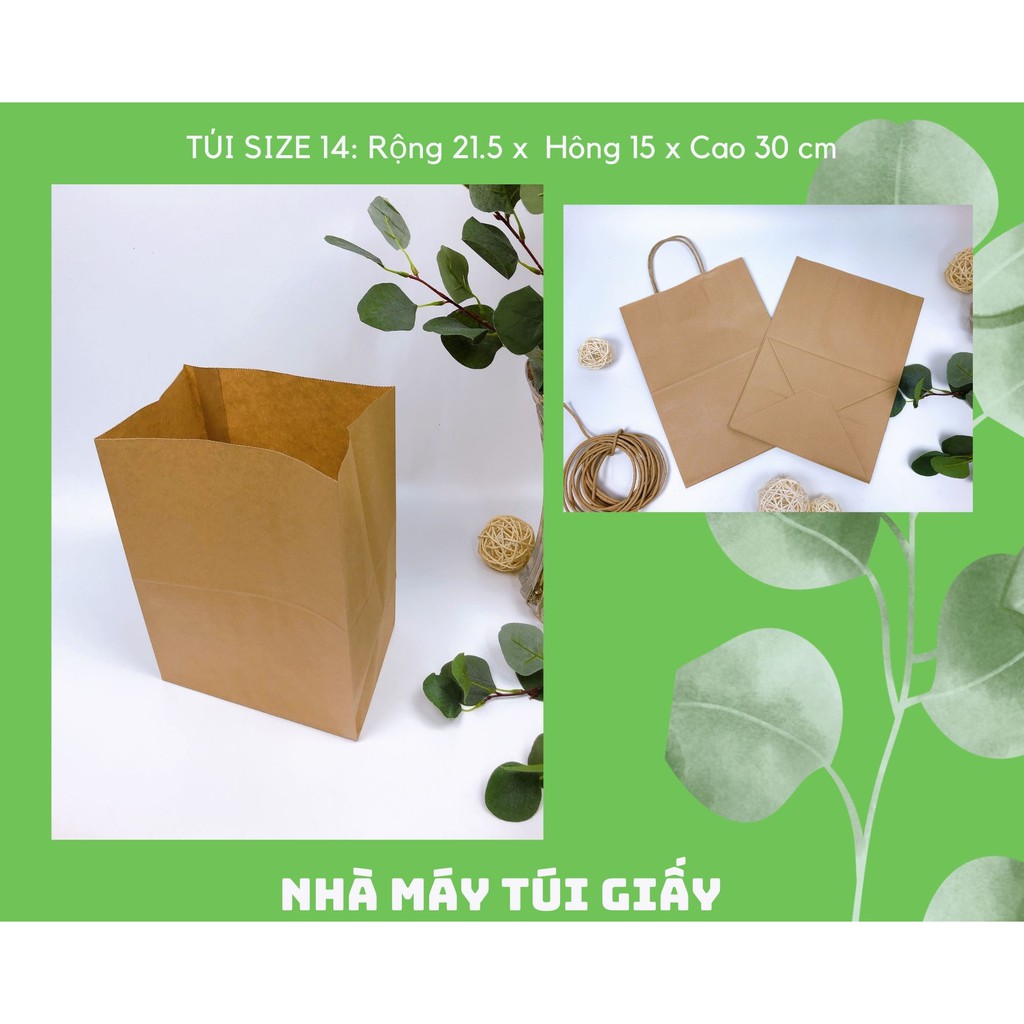 10 CHIẾC TÚI GIẤY KRAFT SIZE 14: 21.5x15x30 KHÔNG QUAI ( ẢNH THẬT SHOP TỰ CHỤP)