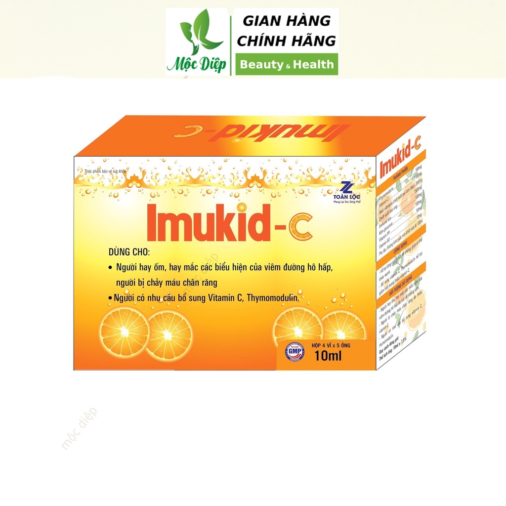 Siro tăng cường sức đề kháng cho bé từ 6 tháng tuổi Imukid C và người lớn bổ sung Vitamin C Kẽm - Mộc Diệp