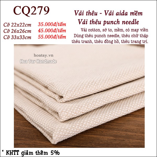Vải thêu tay - Vải aida mềm thêu xù.