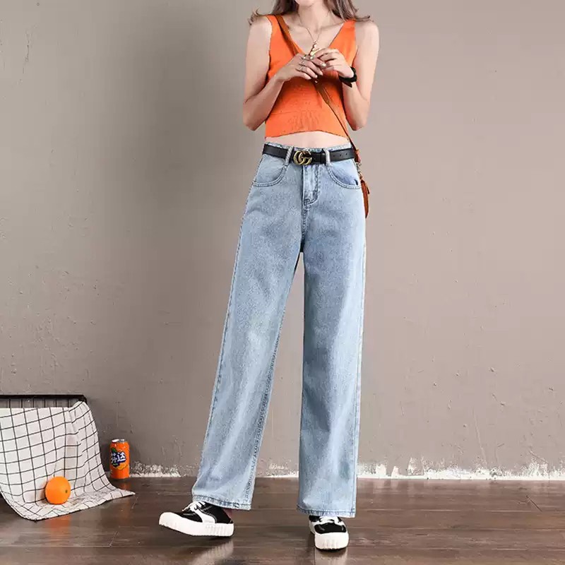 Quần jean bò ống rộng quần jean bò ống suông jeans nữ lưng cao cạp cao quần nữ đẹp hot QT07 lushop89 | BigBuy360 - bigbuy360.vn