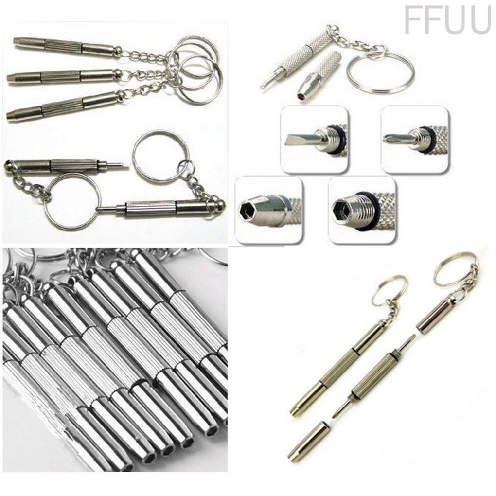 Móc khoá tuốc nơ vít 3 trong 1 bằng kim loại dùng sửa chữa đồng hồ / mắt kính / điện thoại