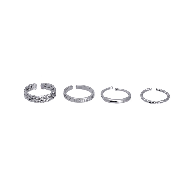 Set 4 Nhẫn Bạc Đơn Giản Thời Trang Cho Nữ