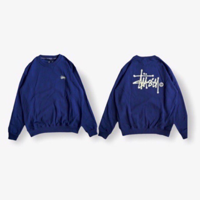 STUSSY Áo Sweater Cổ Tròn Màu Xanh Navy Đơn Giản Thời Trang Cho Nam Giới | BigBuy360 - bigbuy360.vn