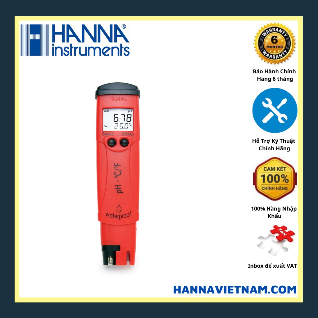 Máy Đo pH Nhiệt độ Hanna HI98128 Cao Cấp Với Độ Phân Giải 0.01- Hiệu Chuẩn Tự Động - Kèm bộ dung dịch Chuẩn, Bảo Dưỡng