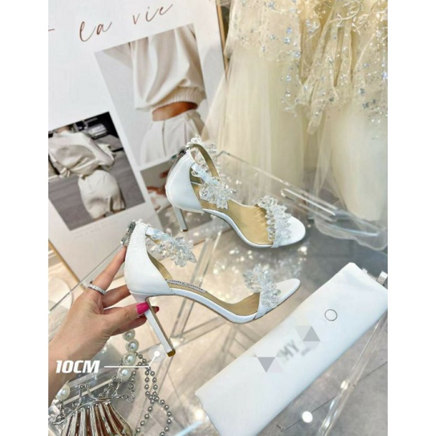 Xăng đan  JMC quai đá pha lê siêu chảnh đen trắng