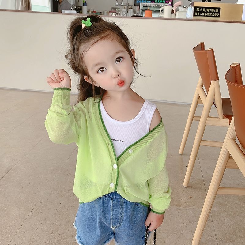 [Hàng Mới Về] Áo Khoác Cardigan Mỏng Nhẹ Thoáng Khí Thoải Mái Thời Trang Mùa Hè Cho Bé Gái