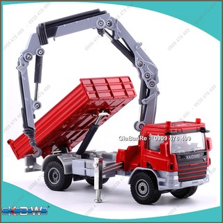 Mô Hình Kim Loại Xe Tải Ben Chở Hàng Có Cần Cẩu Đa Dụng Tỉ Lệ 1:50 - Đỏ - 9911.1